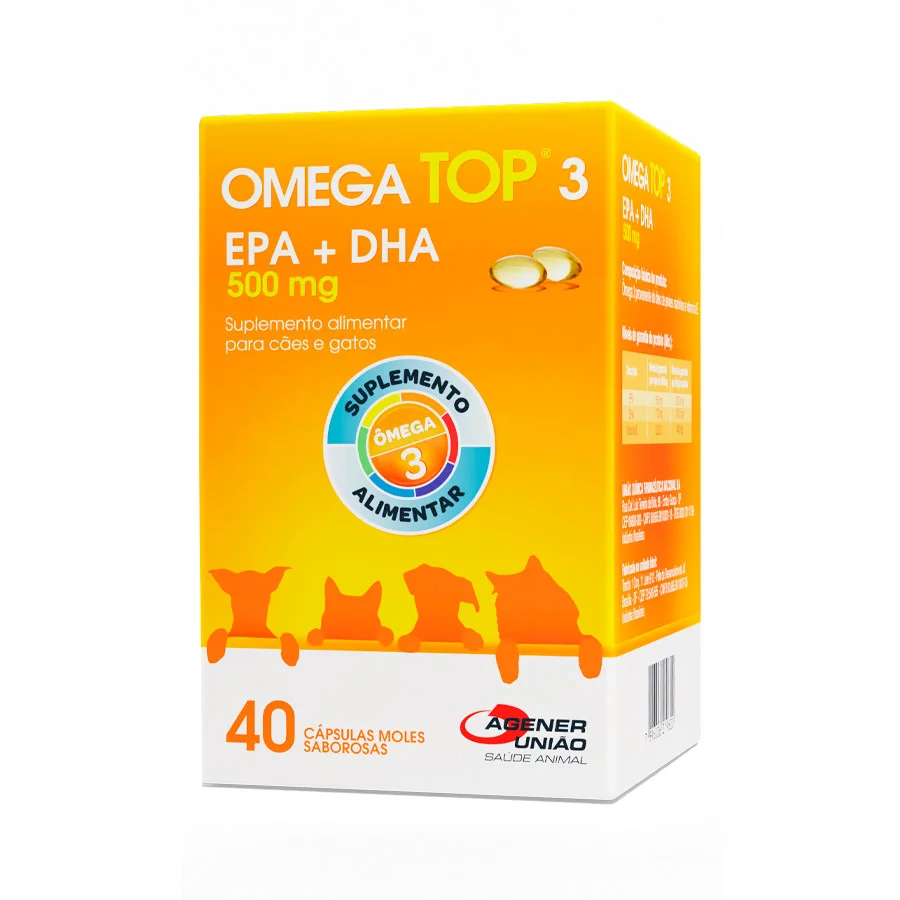 Suplemento Alimentar Ômega Top 3 500 mg para Cães e Gatos