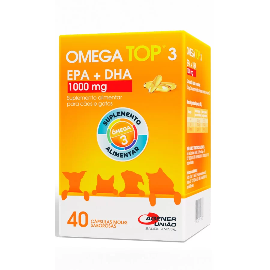 Suplemento Alimentar Ômega Top 3 1000 mg para Cães e Gatos